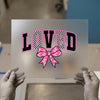 Loved Checkered with Pink Bow | DTF Transfer Ready to Press | Retro Heat Transfer