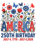 250TH Birthday | DTF Transfer Ready to Press | Patriotic Heat Transfer