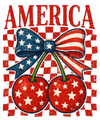 America Cherry | DTF Transfer Ready to Press | Patriotic Heat Transfer