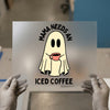 Mama Needs Iced Coffee Ghost | DTF Transfer Ready to Press | Humorous Heat Transfer