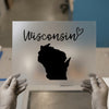 Heart Wisconsin Outline | DTF Transfer Ready to Press | State Love Heat Transfer
