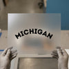 Michigan Arch Text | DTF Transfer Ready to Press | Collegiate Block Heat Transfer