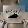 Kentucky Script Love | DTF Transfer Ready to Press | State Outline Heat Transfer