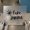Lake Junkie with Sun | DTF Transfer Ready to Press | Script Style Heat Transfer