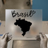 Brasil Map & Script | DTF Transfer Ready to Press | Iconic Destination Heat Transfer