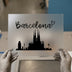 Barcelona Skyline & Script | DTF Transfer Ready to Press | Iconic City Heat Transfer