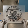 Ohio Cityscape & Scripture | DTF Transfer Ready to Press | Minimalist Line Art Heat Transfer