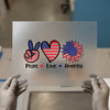 Peace Love America | DTF Transfer Ready to Press | Patriotic Heat Transfer