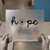 Hope Dandelion Script | DTF Transfer Ready to Press | Minimalist Flowy Heat Transfer