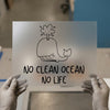 Cute Whale 'No Clean Ocean No Life' | DTF Transfer Ready to Press | Outline Cartoon Heat Transfer