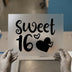 Sweet 16 Hearts Script | DTF Transfer Ready to Press | Celebration Heat Transfer