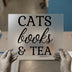 Cats Books and Tea | DTF Transfer Ready to Press | Cozy Aesthetic Heat Transfer