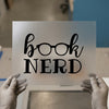 Book Nerd with Glasses | DTF Transfer Ready to Press | Literary Enthusiast Heat Transfer