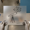 Space Explorer Telescope & Planets | DTF Transfer Ready to Press | Kids Line Art Heat Transfer