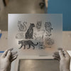 Big Cats Line Art | DTF Transfer Ready to Press | Sketch Style Heat Transfer