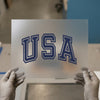 USA Arch Block Letter | DTF Transfer Ready to Press | Collegiate Heat Transfer