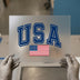 USA College Arch with Flag | DTF Transfer Ready to Press | Patriotic Heat Transfer