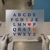 Alphabet & Heart | DTF Transfer Ready to Press | Playful Pink & Green Heat Transfer