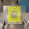 Wavy Checkerboard Smiley | DTF Transfer Ready to Press | Retro Rave Heat Transfer