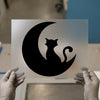 Cat on Moon Silhouette | DTF Transfer Ready to Press | Mystical Heat Transfer
