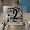 Minimalist 'Two' Word Art | DTF Transfer Ready to Press | Birthday Heat Transfer