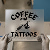 Coffee and Tattoos DTF Transfer Ready to Press | Bold Biker Style Heat Transfer