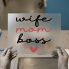Wife Mom Boss Heart | DTF Transfer Ready to Press | Script Lettering Heat Transfer