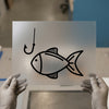Fish & Hook Outline | DTF Transfer Ready to Press | Minimalist Heat Transfer