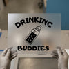 Drinking Buddies Baby Bottle | DTF Transfer Ready to Press | Cute Outline Heat Transfer