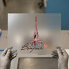 Bonjour Paris Eiffel Tower Heart | DTF Transfer Ready to Press | Sketch Style Heat Transfer