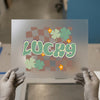 Lucky Clover Checkered | DTF Transfer Ready to Press | Retro St. Patrick's Heat Transfer