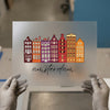 Amsterdam Houses Design | DTF Transfer Ready to Press | Cityscape Heat Transfer