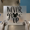 Never Grow Up | DTF Transfer Ready to Press | Whimsical Script Heat Transfer