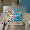Beach Booze Besties | DTF Transfer Ready to Press | Tropical Script Heat Transfer