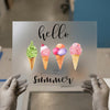 Hello Summer Ice Cream | DTF Transfer Ready to Press | Watercolor Summer Heat Transfer