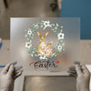 Easter Bunnies Wreath | DTF Transfer Ready to Press | Watercolor Art Heat Transfer