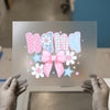 Nana Gingham Bow Flowers | DTF Transfer Ready to Press | Retro Bloom Heat Transfer