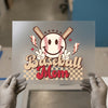 Baseball Mom Smiley Face | DTF Transfer Ready to Press | Retro Sports Sublimation Heat