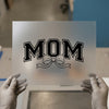 MOM Collegiate Style with Heart Bow | DTF Transfer Ready to Press | Graphic Heat Transfer