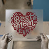 Best Mom Ever Heart DTF Transfer Ready to Press | Pink Floral Heat Transfer