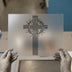 Dotted Cross & Crown of Thorns | DTF Transfer Ready to Press | Religious Heat Transfer