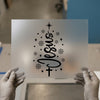 Christmas Jesus Script & Snowflake | DTF Transfer Ready to Press | Holiday Heat Transfer
