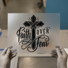 Faith Over Fear Cross | DTF Transfer Ready to Press | Inspirational Heat Transfer