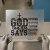 God Says Strong Beautiful Forgiven Guided | DTF Transfer Ready to Press | Faith Heat Transfer