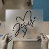 Jesus Heart Script | DTF Transfer Ready to Press | Faith Heat Transfer