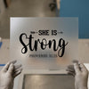 She Is Strong Proverbs 31:25 | DTF Transfer Ready to Press | Inspirational Heat Transfer