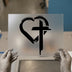 Brushstroke Heart Cross | DTF Transfer Ready to Press | Christian Faith Heat Transfer