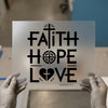 Faith Hope Love Cross Heart | DTF Transfer Ready to Press | Christian Heat Transfer