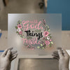 With God All Things Are Possible | DTF Transfer Ready to Press | Floral Scripture Heat Transfer