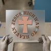 Jesus Highway to Heaven Cross | DTF Transfer Ready to Press | Faith Heat Transfer